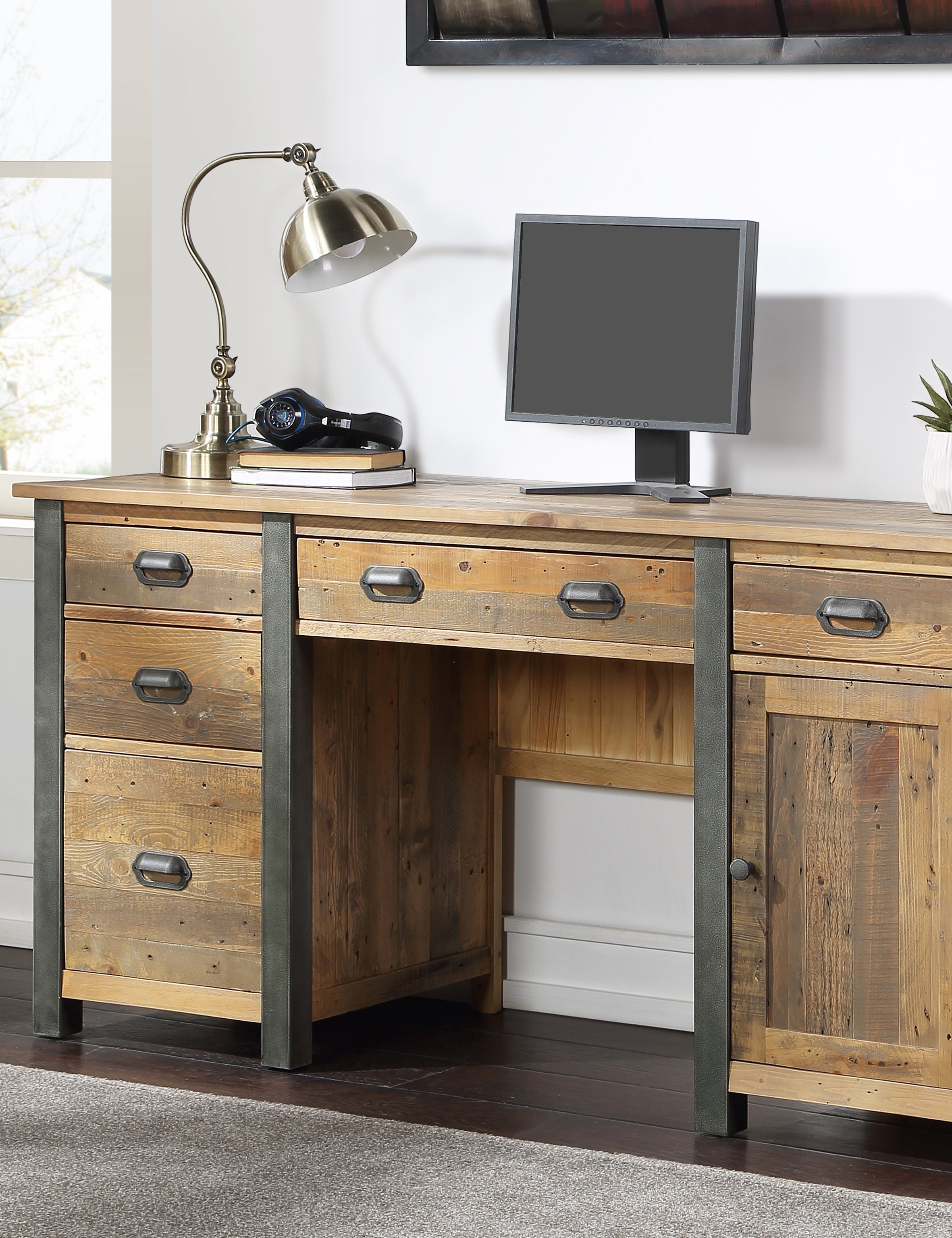 Rustic Industic Desk Industrial Desk Office Oak Corner L Shaped Office Desk With Metal