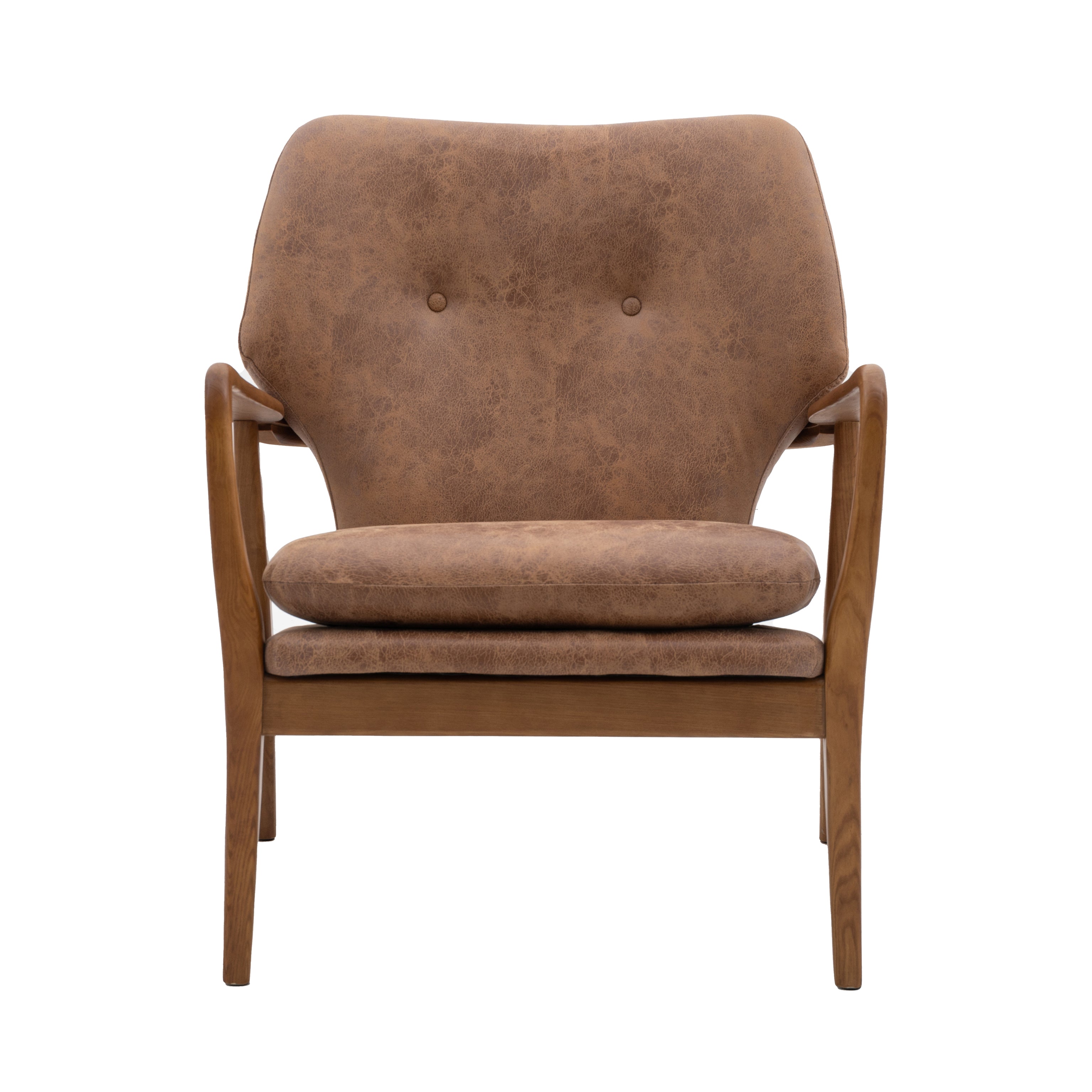 Karlstad Brown Leather Armchair The Den & Now