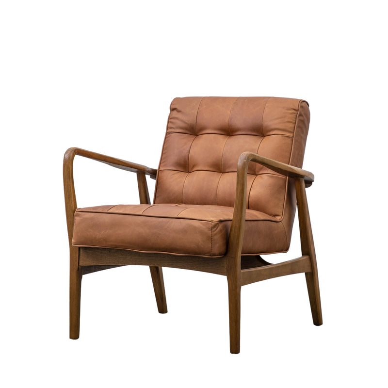 Luna Brown Leather Buttoned Armchair