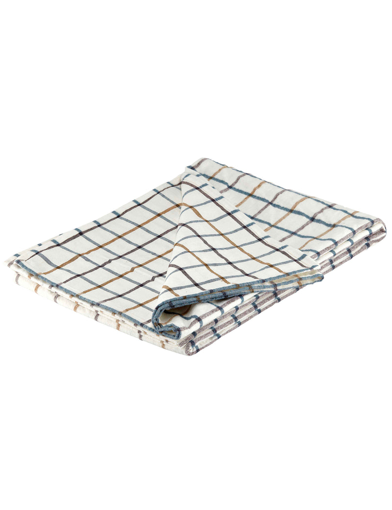 Natural Brushed Organic Cotton Checked Throw