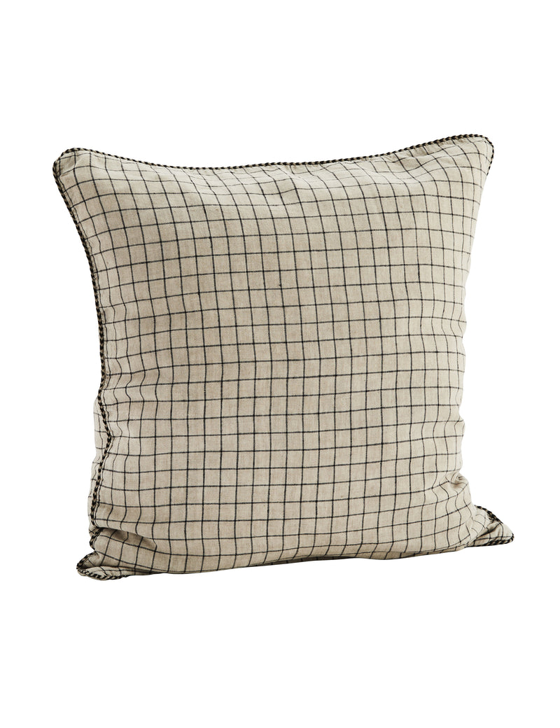 Natural Taupe Geometric Grid Print Cushion