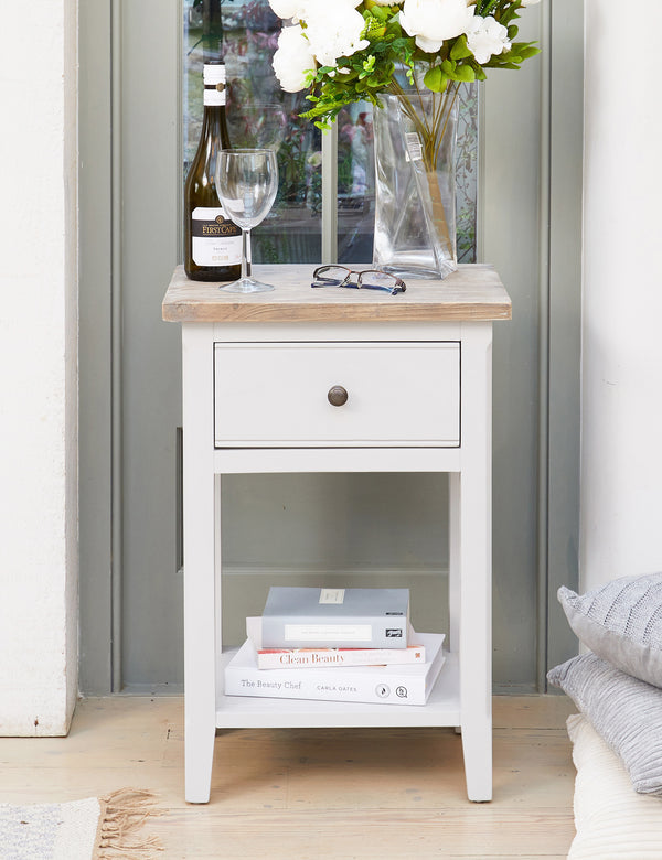 Nordic Grey Side Table With Drawer