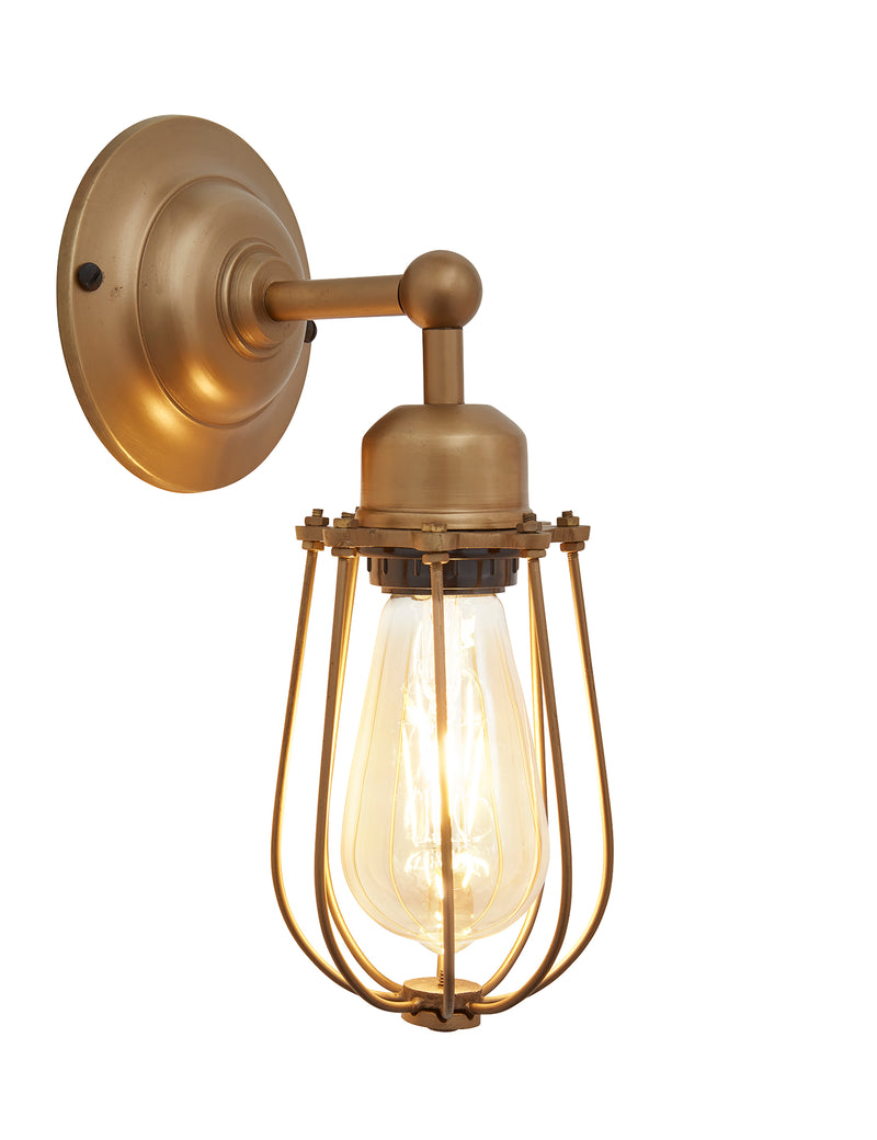 Orlando Vintage Cage Brass Wall Light by Industville
