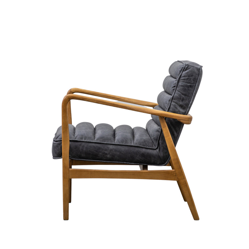 Oskar Black Leather Armchair