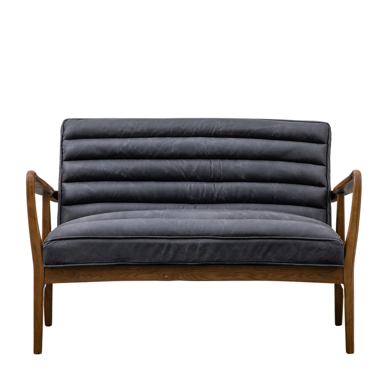 Oskar Black Leather Sofa