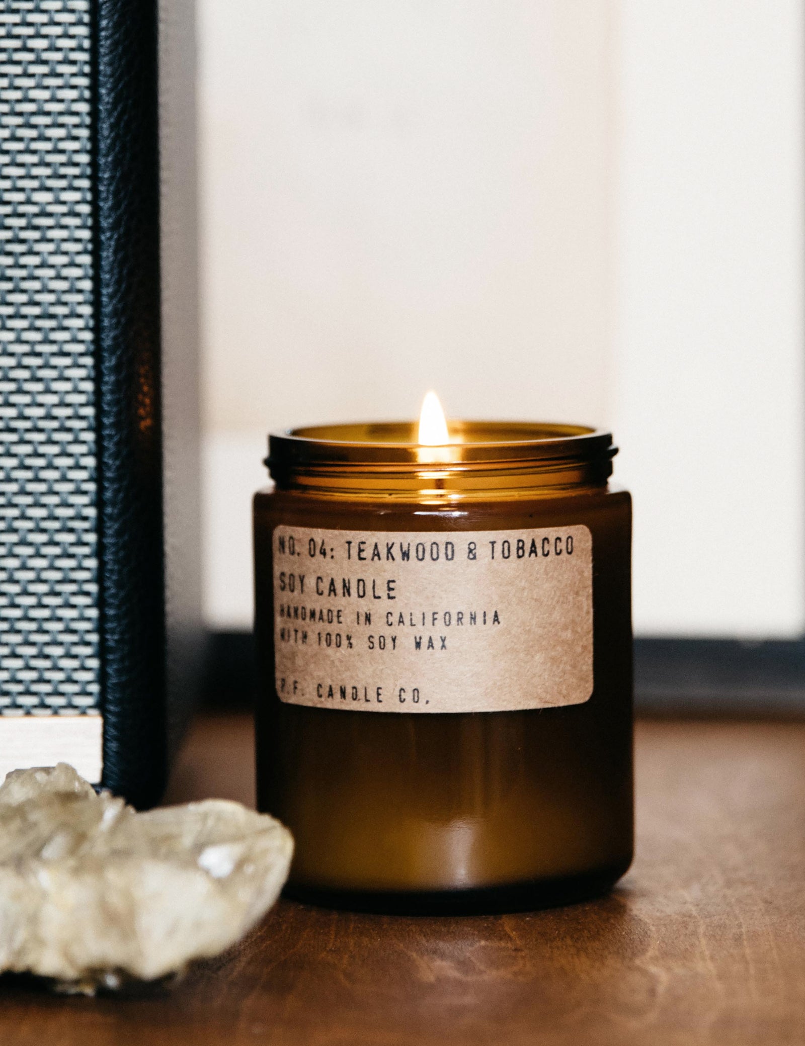 P.F. Candle Co. No. 04 Teakwood & Tobacco Soy Candle – The Den & Now