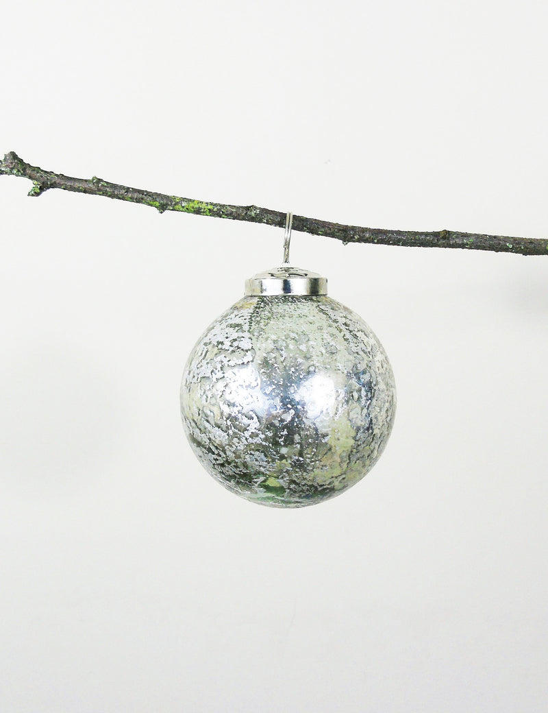 Pewter Stone Effect Glass Bauble