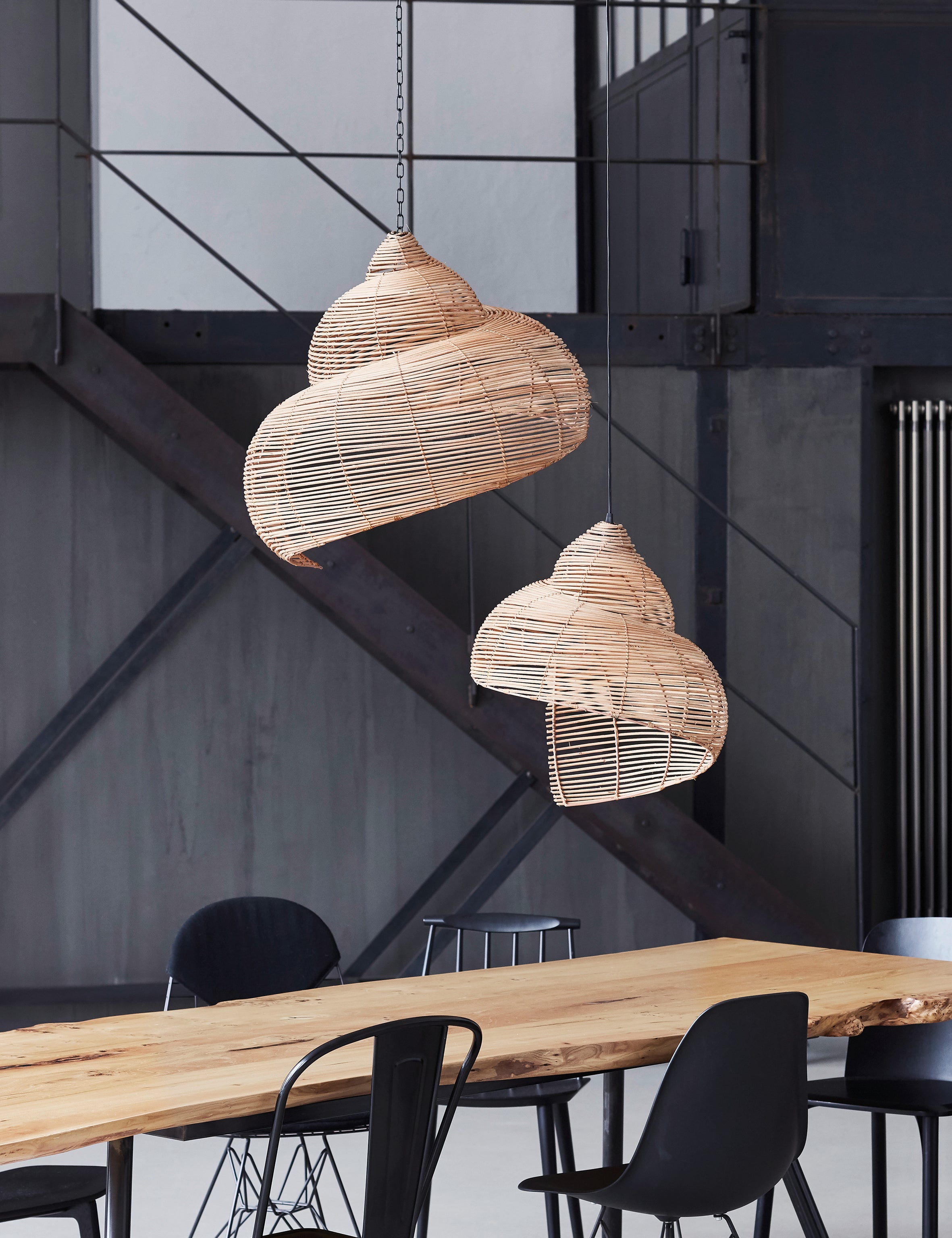Rattan Natural Spiral Shell Light Shades (pair) – The Den & Now