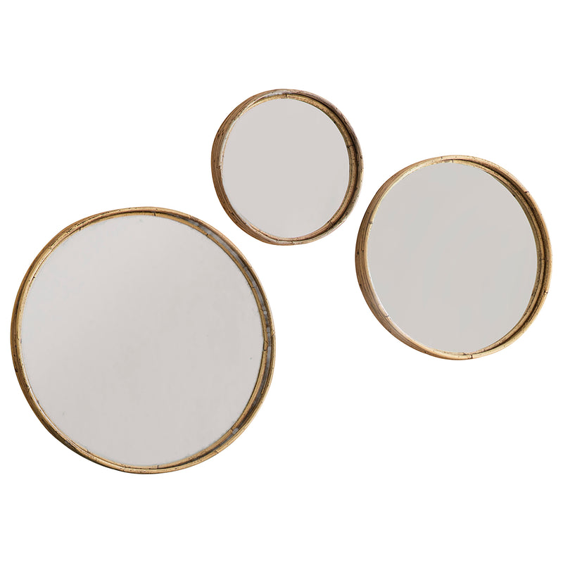 Rattan Round Mirrors (Set of Three)