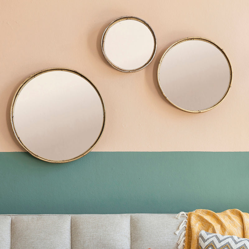 Rattan Round Mirrors (Set of Three)