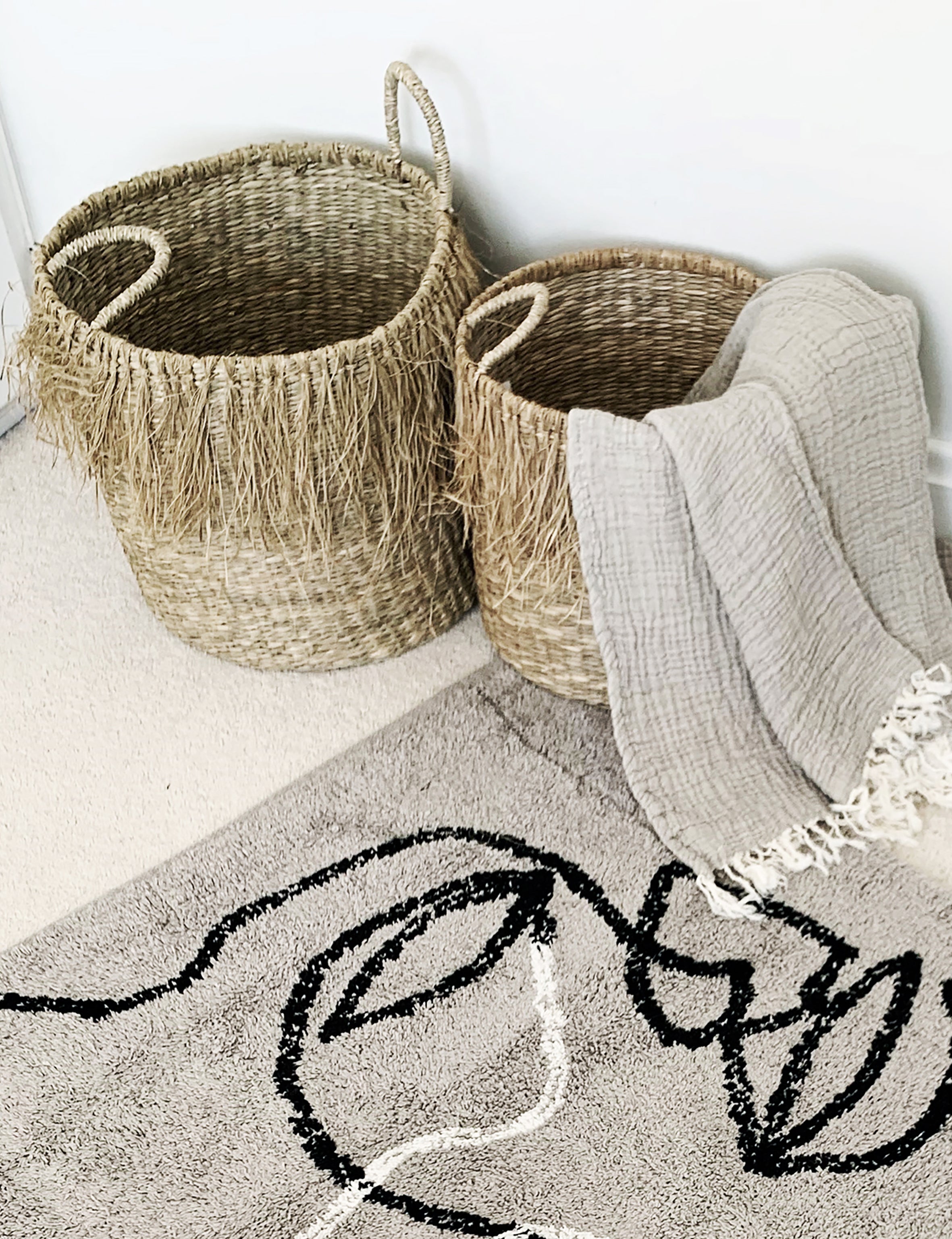 Seagrass Storage Fringed Baskets With Handles (pair) – The Den & Now