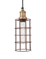 Simple Industrial Wire Cage Cylinder Pendant Light by Industville