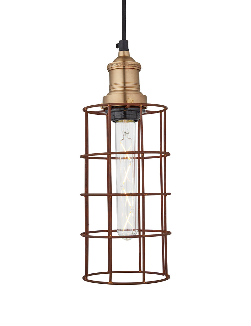 Simple Industrial Wire Cage Cylinder Pendant Light by Industville