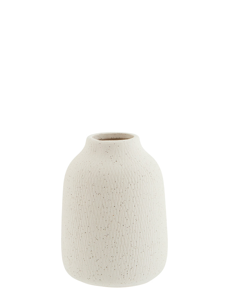 Stoneware Textured Vase - Matt Off-White
