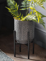 Textured Metal Planter With Stand