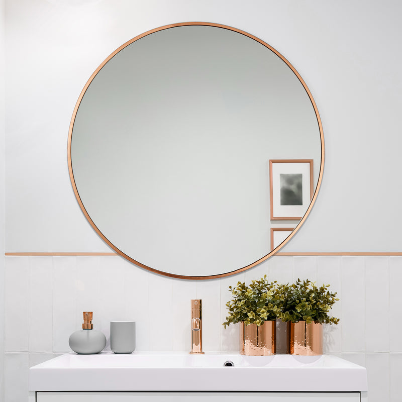 Urban Copper Round Wall Mirror by Industville