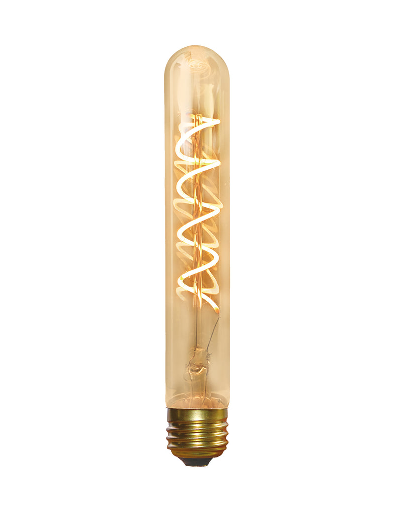 Vintage Spiral LED Edison Bulb Old Filament Lamp - 5W E27 Cylinder T30 - Amber