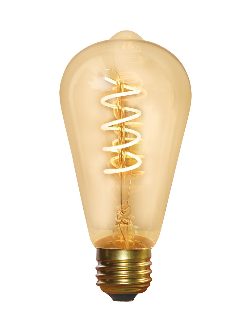 Vintage Spiral LED Edison Bulb Old Filament Lamp - 5W E27 Pear ST64 - Amber