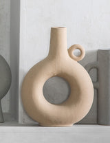 Warm Sand Ceramic Donut Vase
