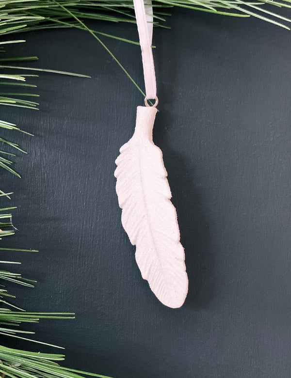 White Ceramic Feather Hanging Decoration (pack of four)